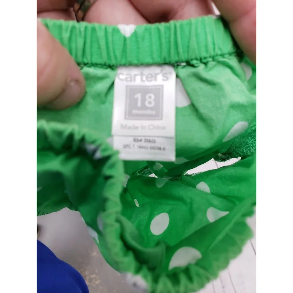Carters 18 month Green white‎ Polka dot 2 piece toddler Dress